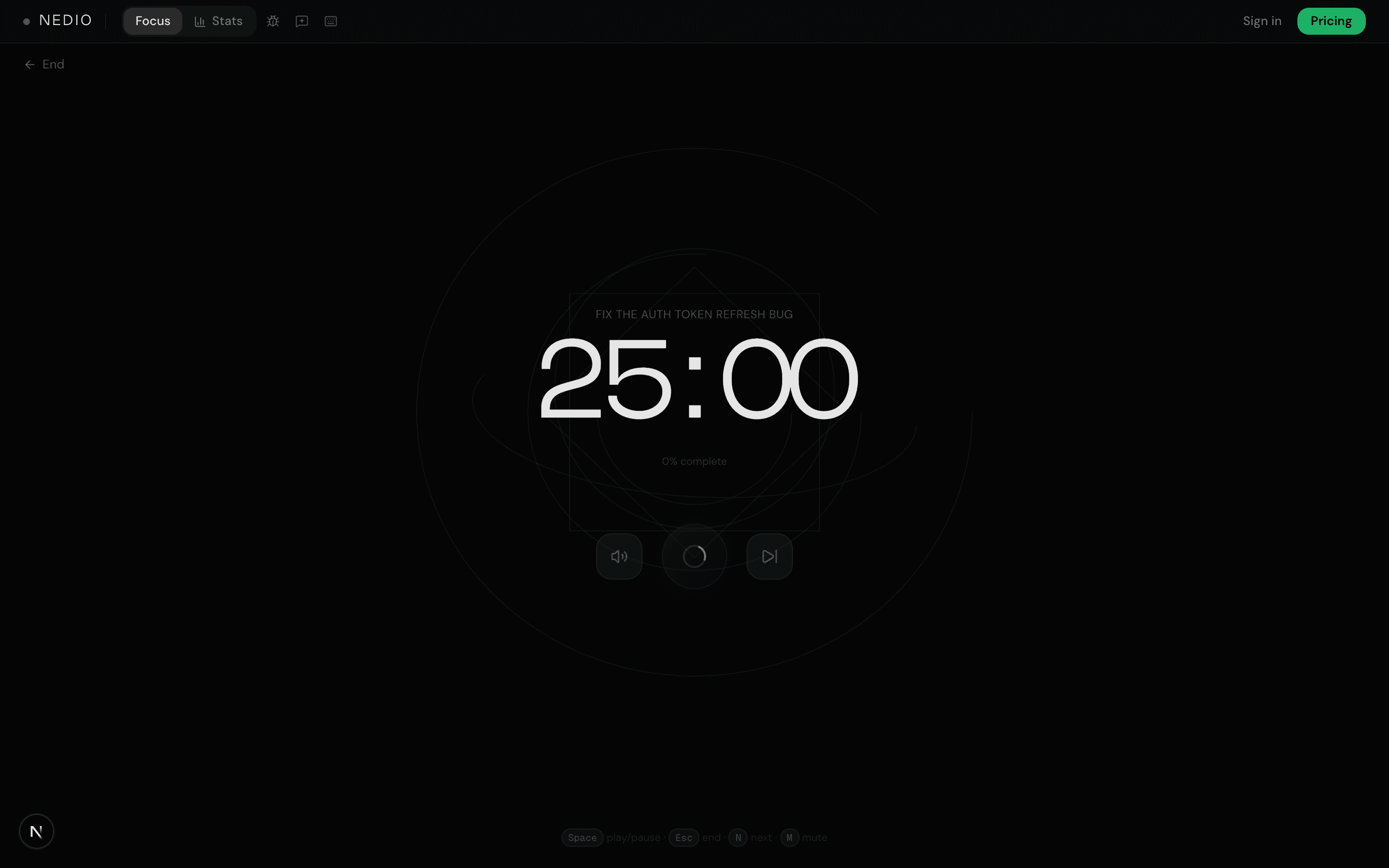 NEDIO timer running for one explicit debugging hypothesis