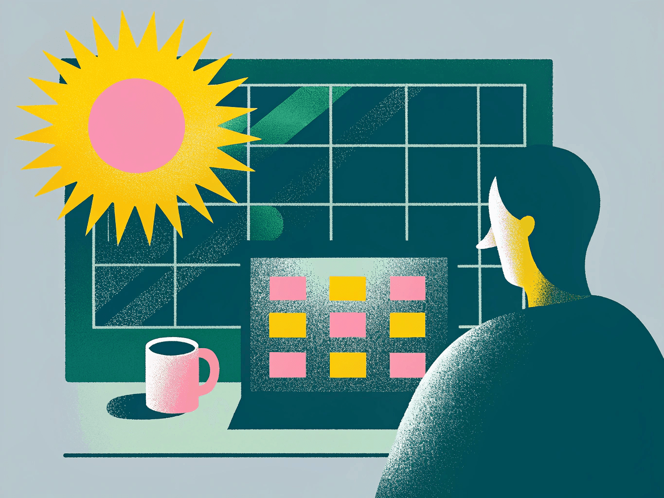 Morning coding illustration representing a low-friction 25 minute start block